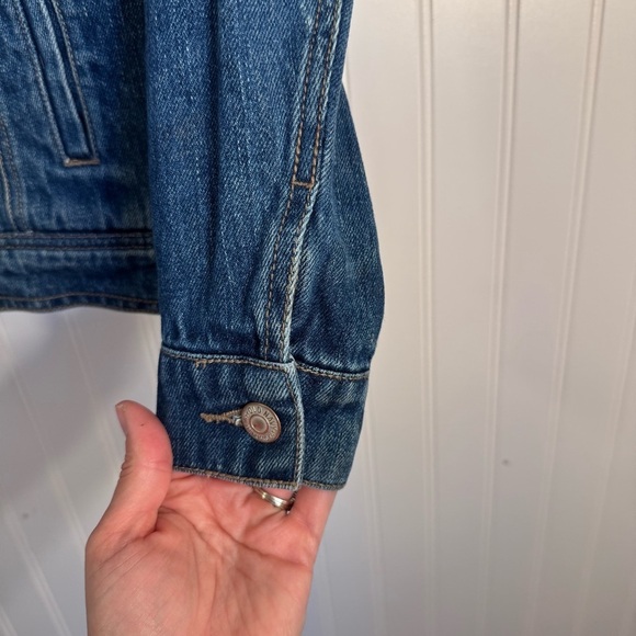 Old Navy Denim Jacket with Cream Sherpa Collar/ Interior 100% Cotton Size XS - Picture 5 of 13
